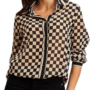 Lipsy London Boxy Sheer Checkered Blouse